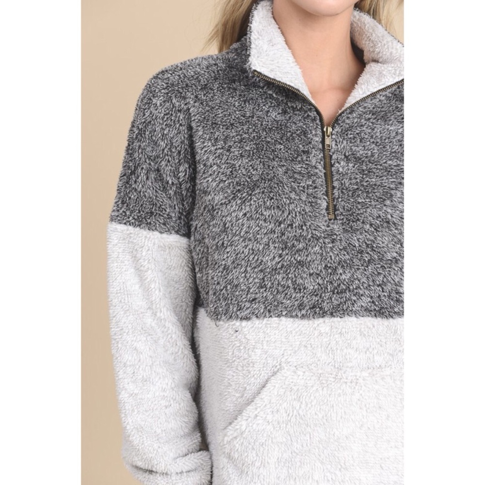 LAST ONE! Two Tone Fuzzy Pullover Sweater - Picture 5 of 5